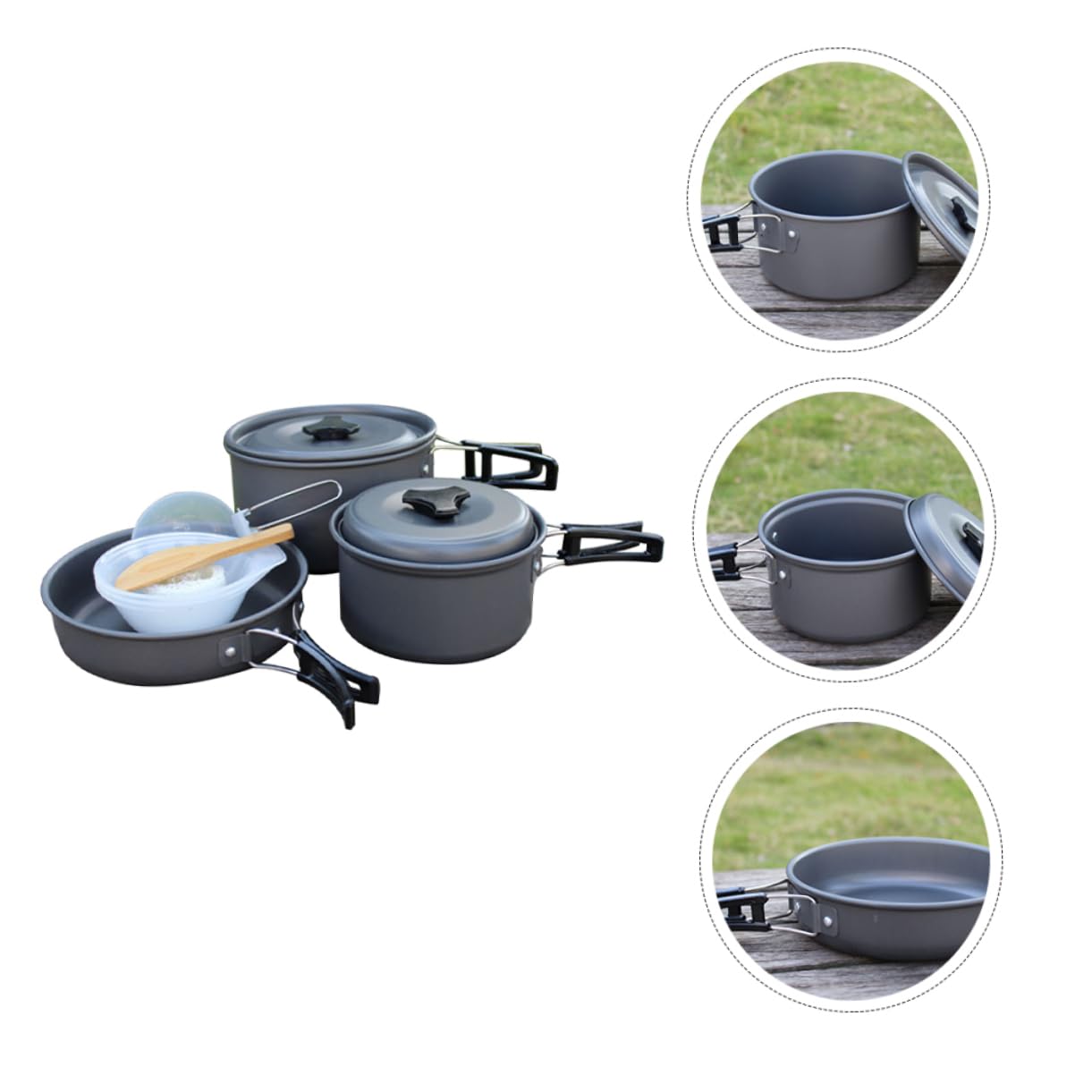 KOMBIUDA Style Camping Pan Portable Folding Cookware Kit for Propane Grill Complete Cooking Utensils