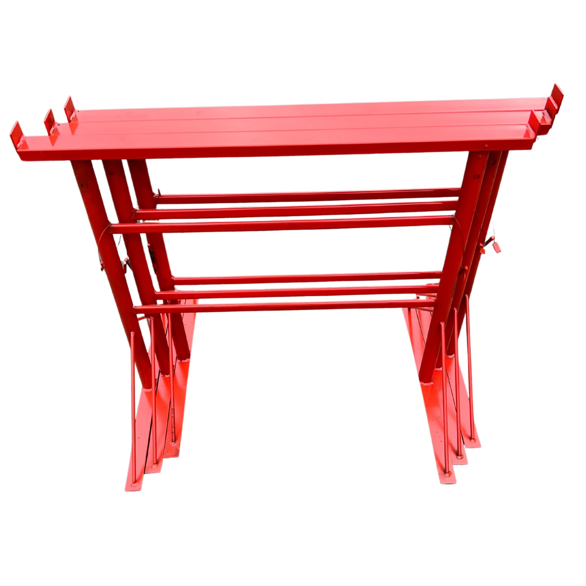 HILL TOP FABRICATIONS LTD - 3 x BUILDERS TRESTLES SIZE NO.2, ADJUST FROM 750mm - 1200m (Trestle Band Stands) SWL 400kg Made In The UK - Powder Coated Orange For Hard-Wearing Finish. Ideal For Builders