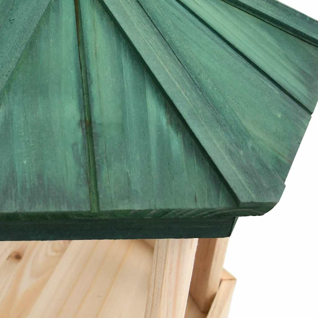 Vogelfutterhaus Achteck Tanne Massivholz 33x30 cm witterungsbeständiges Futterhaus für Wildvögel Garten Balkon