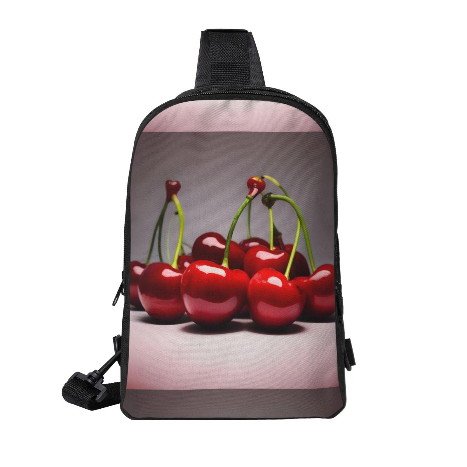 Chilean Cherries Adjustable Strap Large Capacity Double Layer Crossbody Chest Bag 7.7x2.4x11.8in For Camping Travel Daily Leisure Activities