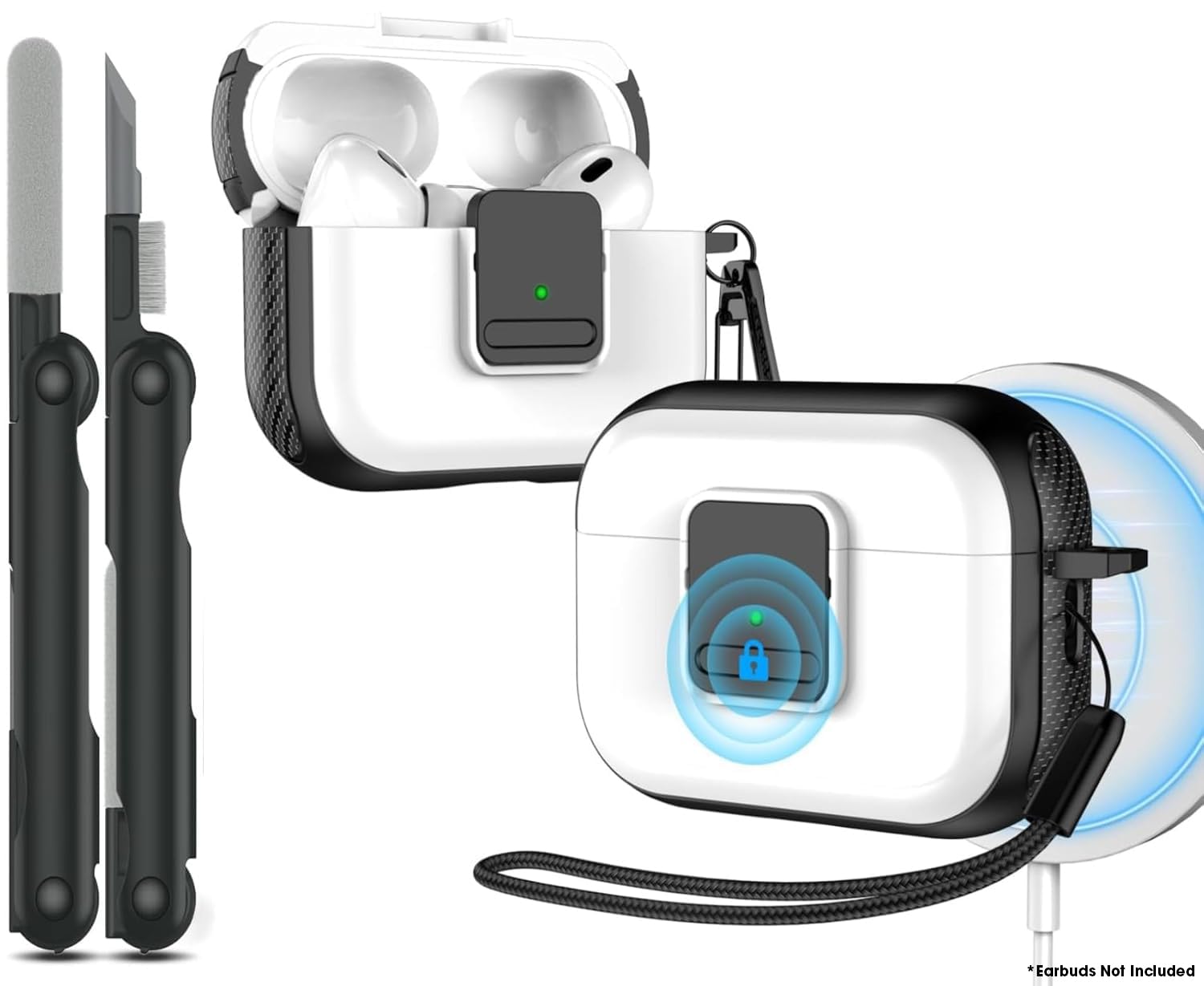 Sounce Compatible for AirPods Pro 2 Case with Mag-Safe, Wireless Charging, Powerful Drop Protection, TPU, Tough Magnetic Cover for AirPods Pro 1st/2nd Generation (2022/2019) with Airpods Cleaning Kit-image-43