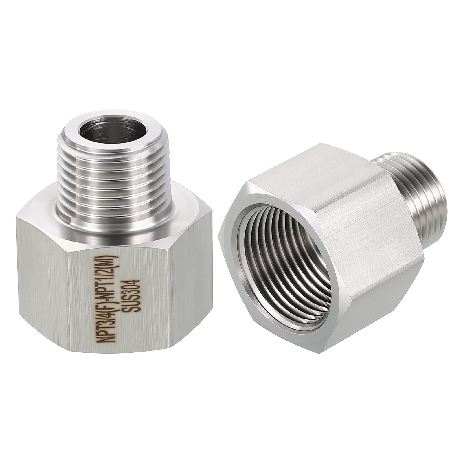 Rebower 2 Pack SUS304 3/4" FNPT x 1/2" MNPT Nipple Pipe Extension Connector