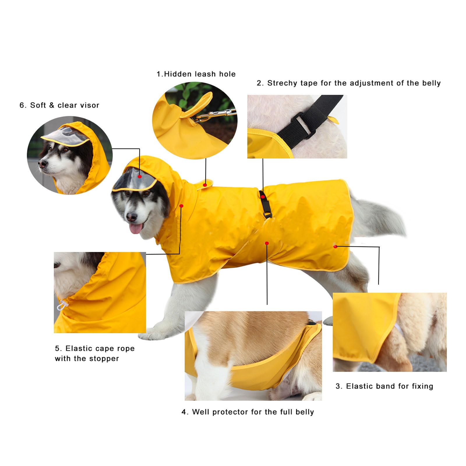 Schöne Tier-Regenmäntel, Hunde-Regenmäntel, schneefeste Westen, Haustier-Regenausrüstung für trockenes und glückliches Schutzoutfit