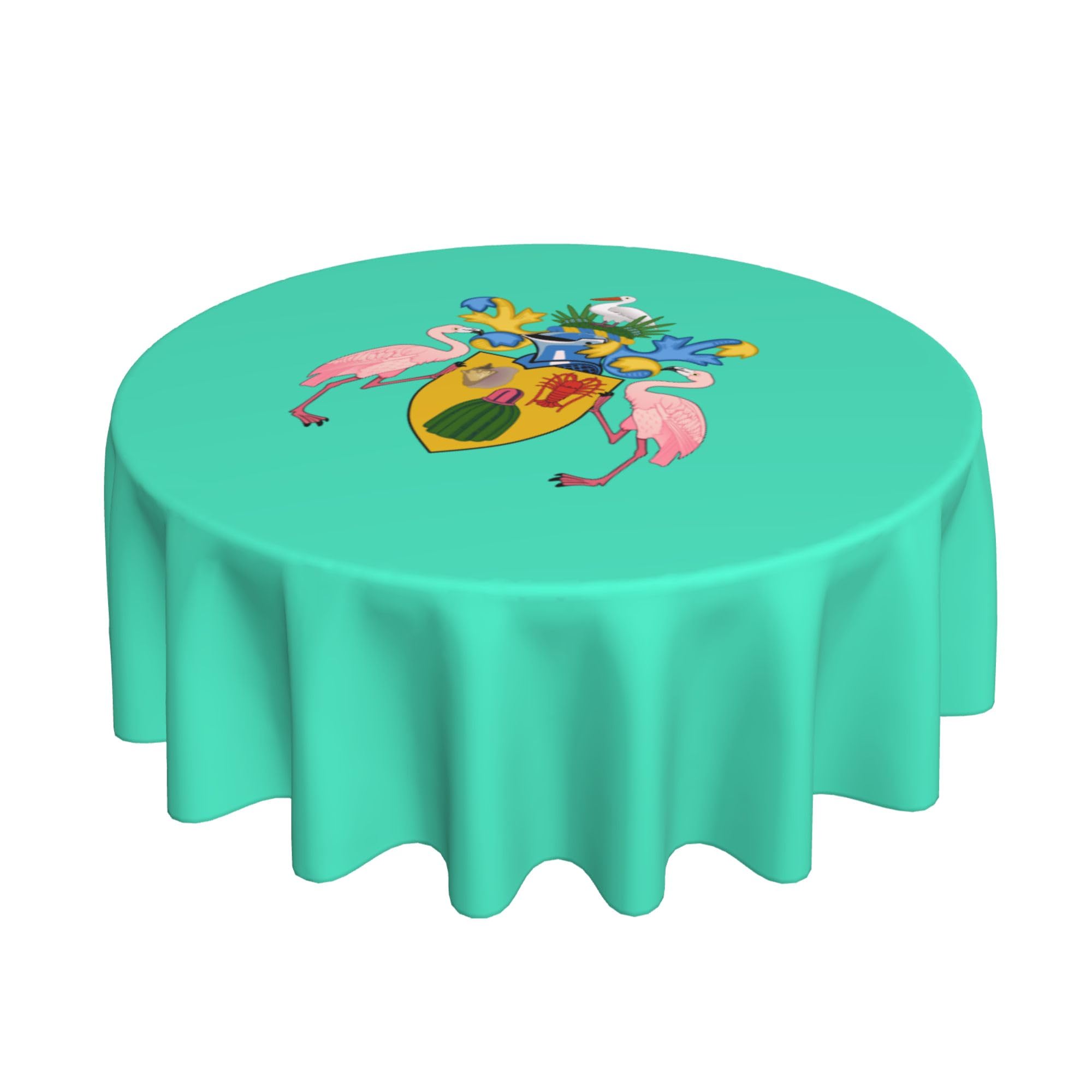 HLBSDM National Emblem of Turks and Caicos Islands 60" Restaurant Circle Decor Tablecloth Festive Table Cover Round Art Desk Cloth