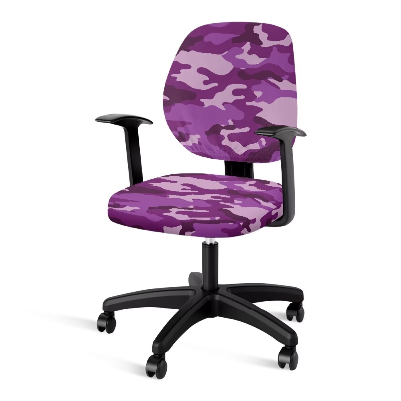 Poceacles Purple Camouflage Print 2 Pcs Computer Chair Seat Cover Furniture Protector for Office Home Protective & Stretchable Universal Chair Covers Stretch Rotating Chair Slipcover — image 1