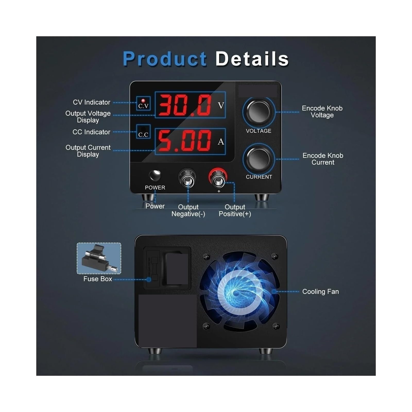 Fuente de alimentación variable, Unidad De Fuente Alimentación Ajustable DC Lab 30V 5A 150W, Interruptor Banco, Laboratorio, Regulador Voltaje, Reparación Energía(30V10A 300W)
