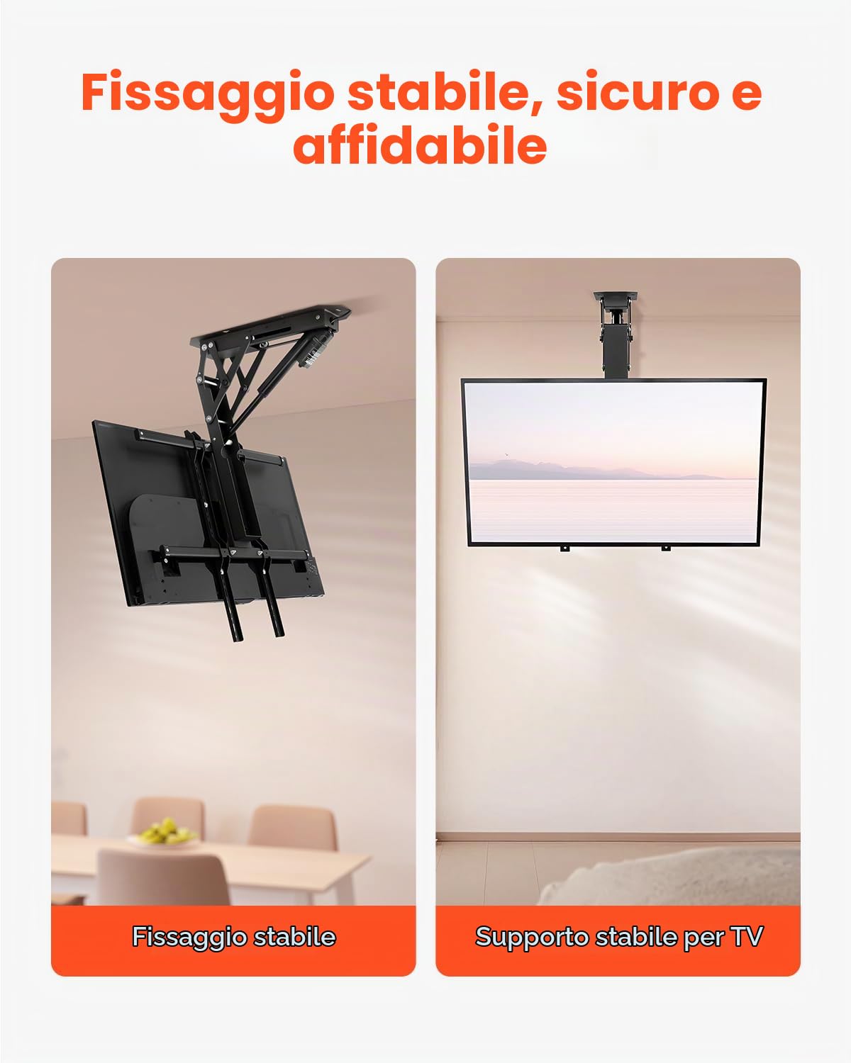 VEVOR Supporto per TV da Soffitto Motorizzato, Telaio Supporto per TV Dimensioni da 813 a 1651 mm, Telaio Porta Televisione Pieghevole Regolabile con VESA Massimo 60 x 60 cm, Carico max. 40kg