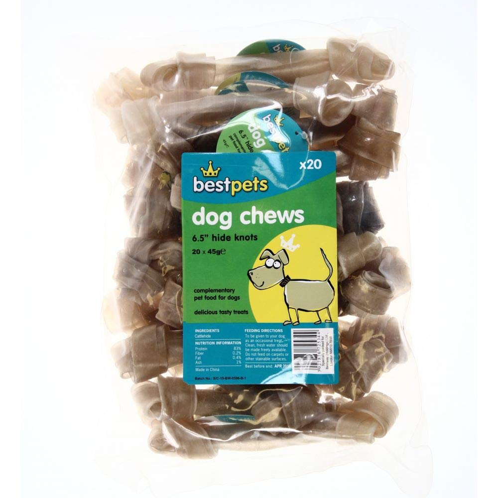 bestpets dog chews 6.5" hide knots pack of 5