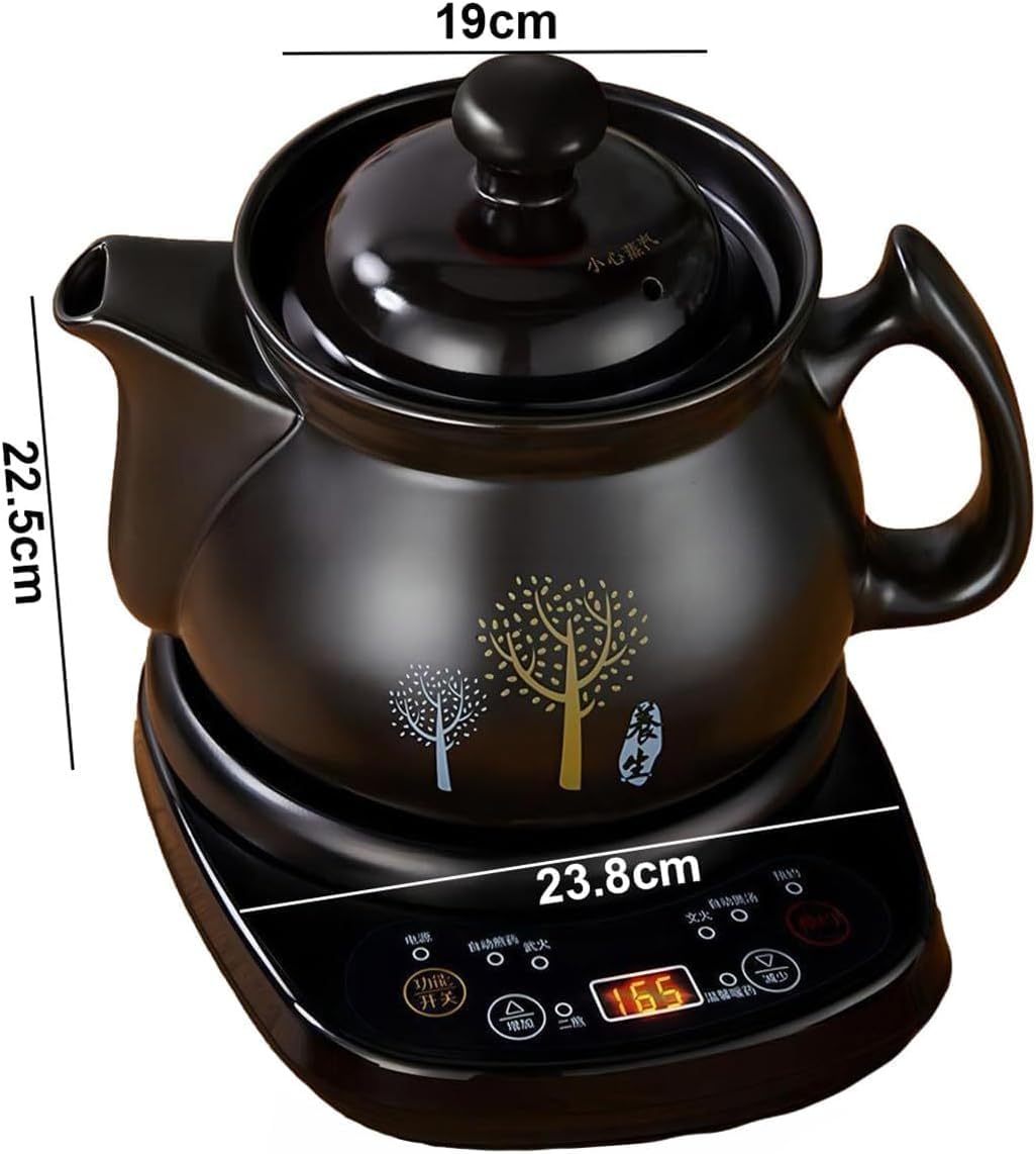 Automatyczny ceramiczny garnek do ziół chińskich 3.5L - do herbat, zup, owsianek i wywarów. 500W, podgrzewanie 360°, cicha praca, 8h utrzymanie ciepła, ceramika spodumenowa.