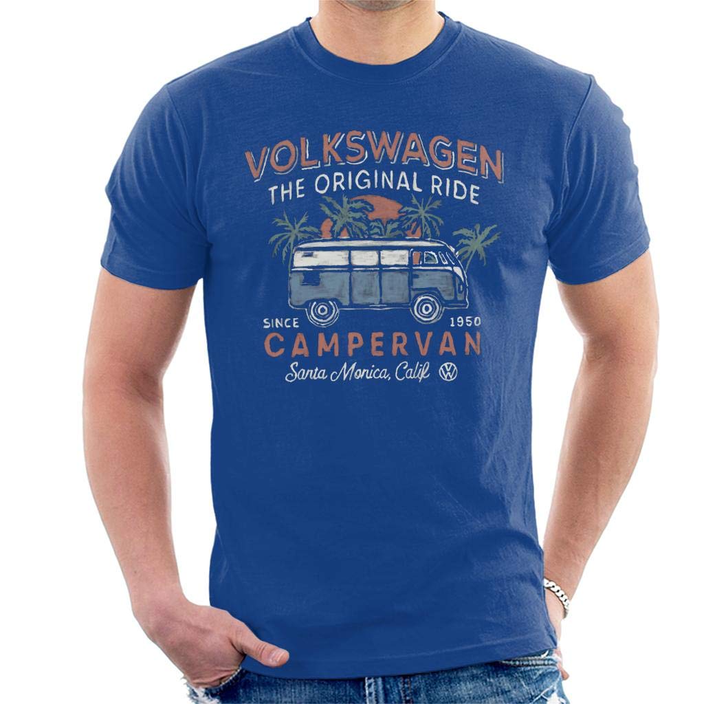 Volkswagen Men's Royal Blue The Original Ride Campervan T-Shirt