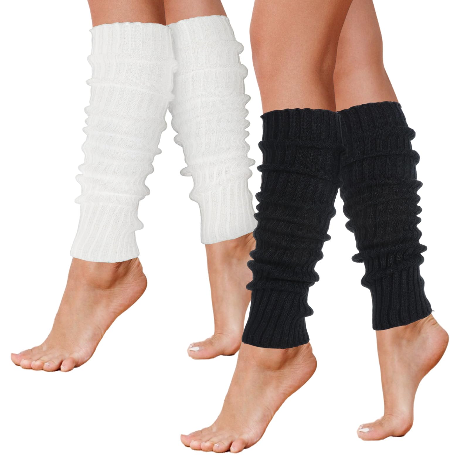 2pcs Leg Warmers for Women Furry Leg Warmers 80s 90s Outfit Fashion Neon Ribbed Legs Socks Soft Fashion