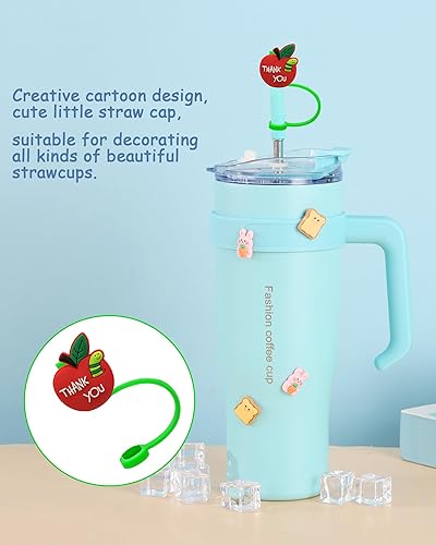 Miniatura 5 de Funda de popote reutilizable para popote de 7 a 0.354 in, tapa de silicona compatible con vaso Stanley de 30 y 40 onzas, puntas de popote a prueba