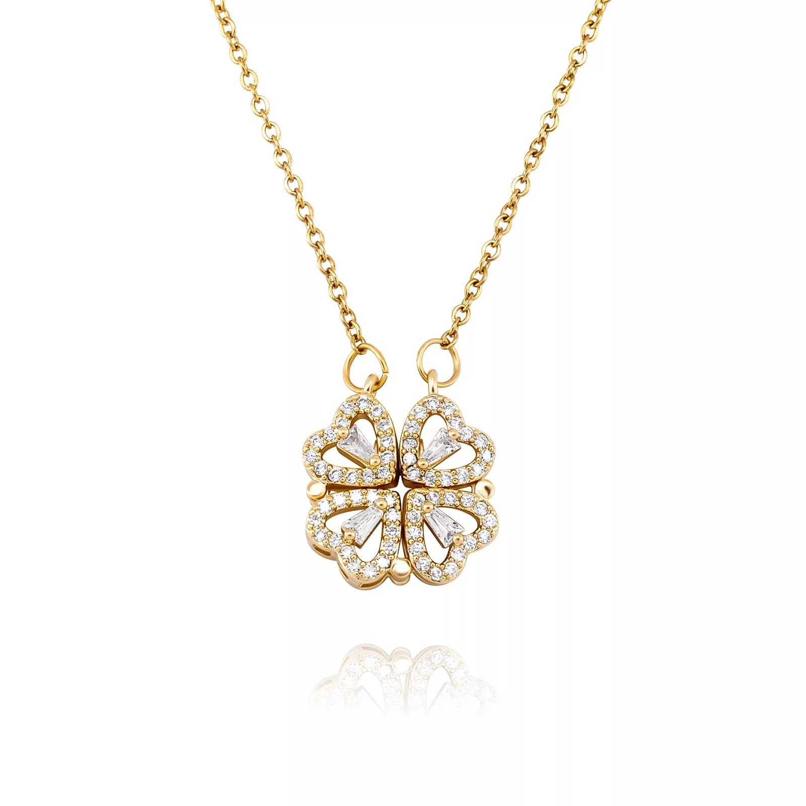 Vembley Magnetic Hearts 2-in-1 Golden Pendant Necklace For Women And Girls (B0BHP1X3F1) Amazon Price History, Amazon Price Tracker