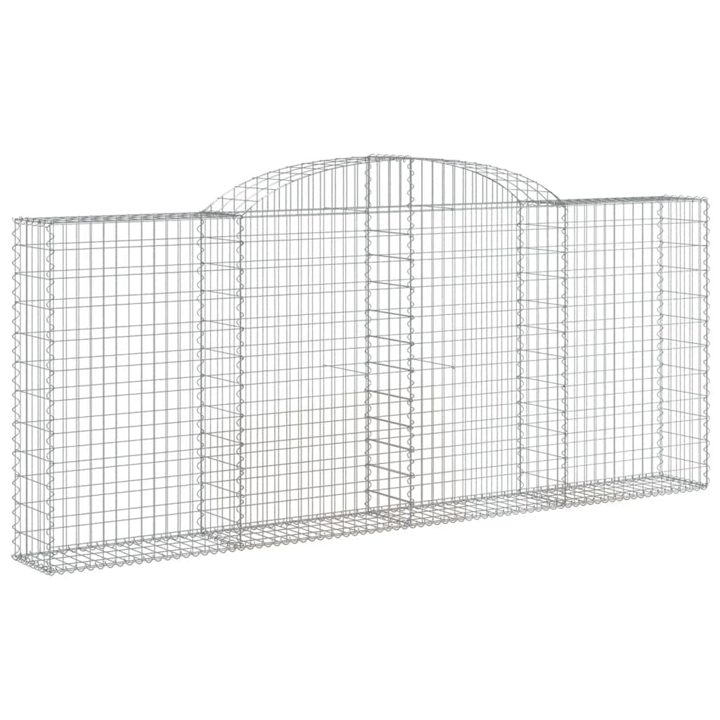 Gaviones con arco alto, 4 unidades, 300 x 30 x 120/140 cm, de hierro galvanizado para barreras de jardín y protección visual, construcción estable duradera y resistente a la corrosión