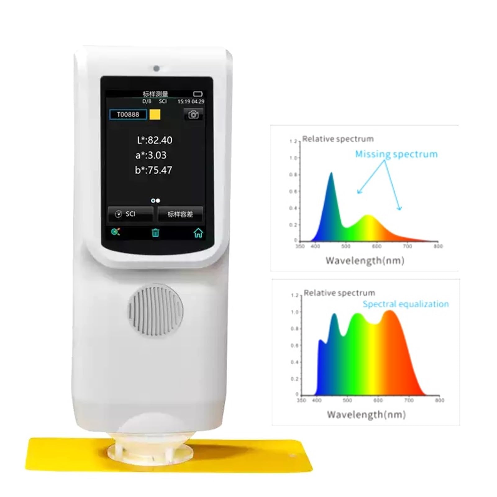 Espectrofotómetro, Espectrofotómetro Portátil De Laboratorio, Colorímetro 3nh Con Rango Longitud Onda 400-700nm, Ancho Banda Espectral 0-120nm