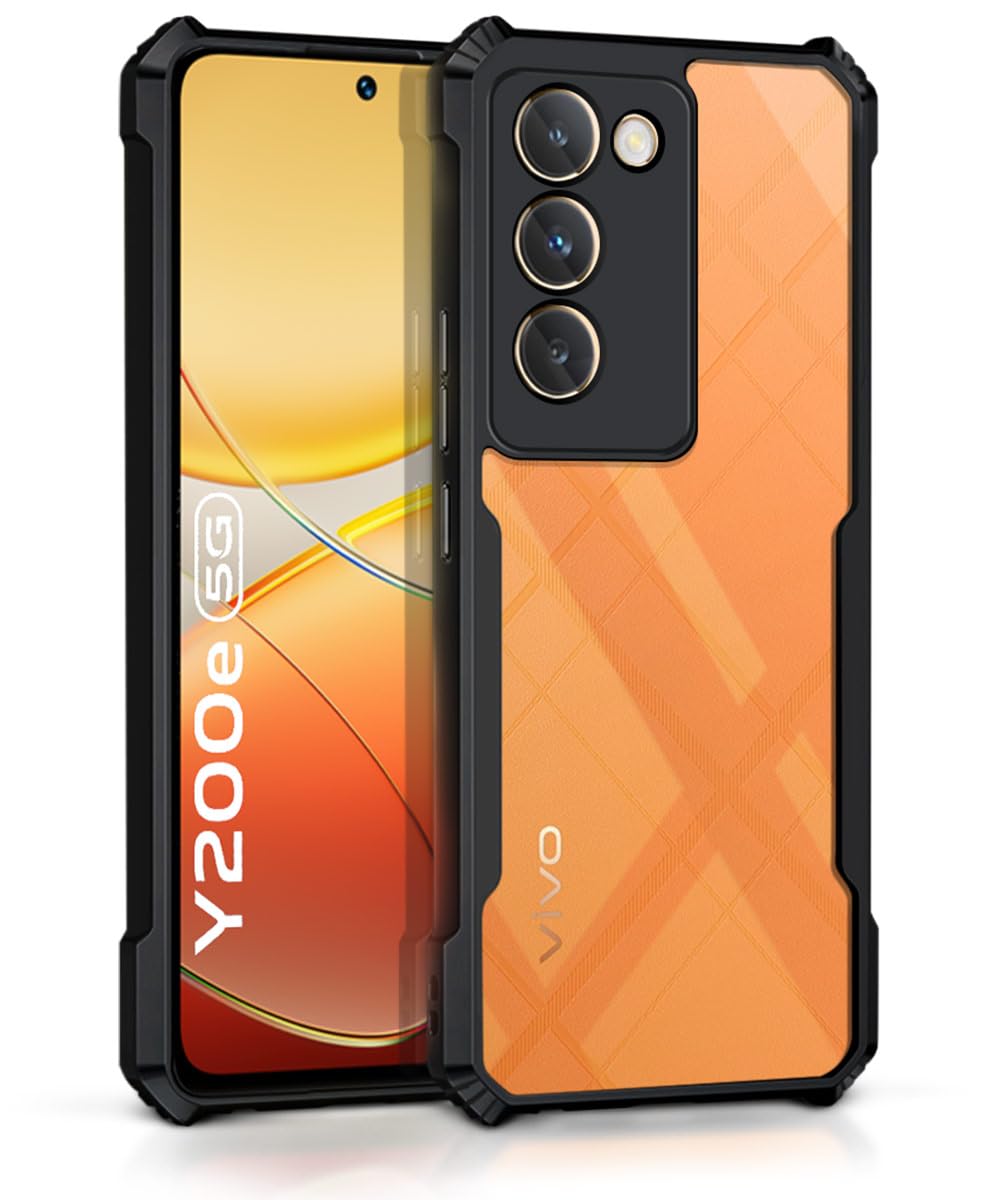 WOW IMAGINE Shock Proof Clear Back Case Mobile Cover for Vivo Y200e 5G | Vivo T3 5G (Hard | Hybrid PC + TPU | Full Armour Device & Camera Protection | Black) (B0CWXNQCCL) Amazon Price History, Amazon Price Tracker