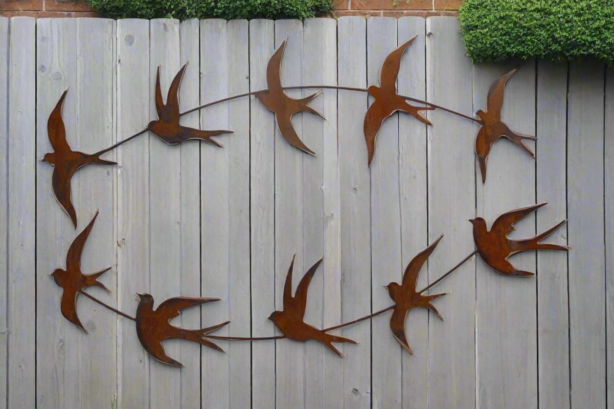 Marissa's Garden & Gift Rusty Metal Swallow Wall Art