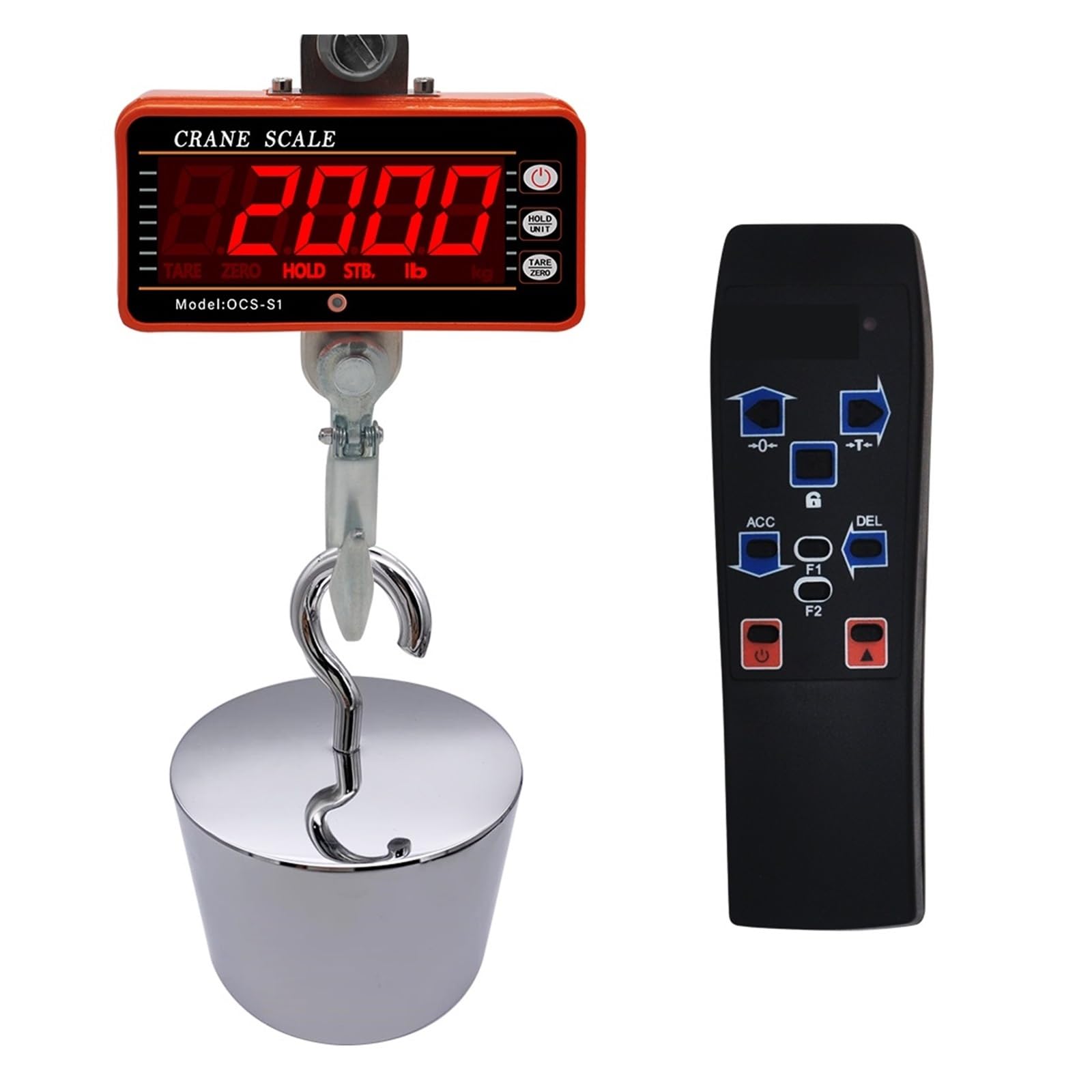 Báscula de grúa digital, Báscula de grúa Digital de 1000kg, 500kg, báscula Industrial de alta resistencia, báscula colgante electrónica de alta precisión con pantalla grande HD,para fábrica(500kg)