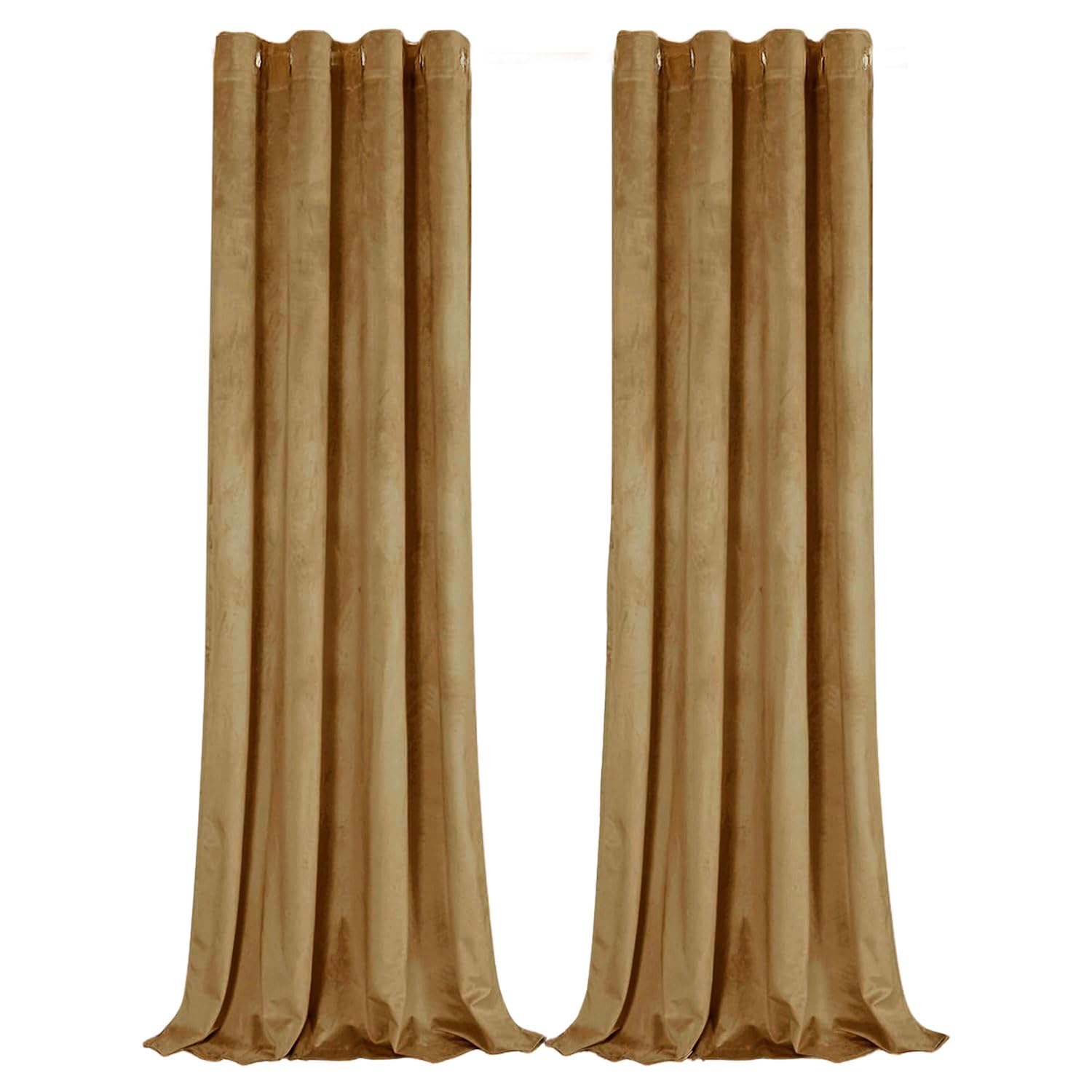 Happy Homewares Ochre Velvet Darkening Eyelet Curtains46X54 Inch Drop2 Panel from B&Q