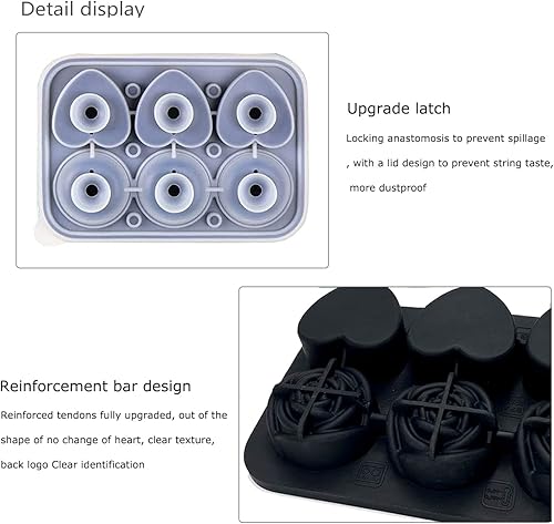 Miniatura 3 de Moldes de hielo de rosas 3D y moldes de hielo en forma de corazón, clip para cubitos de hielo, bandejas grandes para cubitos de hielo, hacen 6