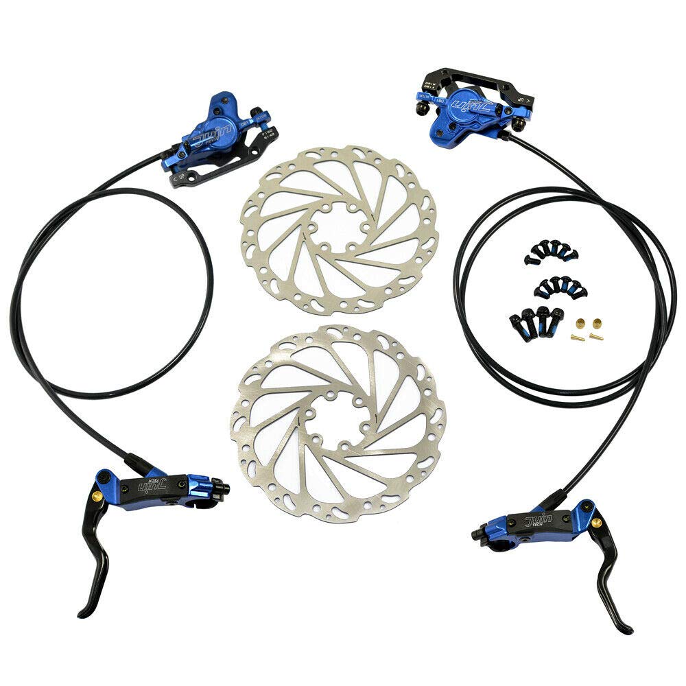 DB1 MTB E-bike Hydraulic Dual-Piston Disc Brake Set(F+R) w/160mm Rotor, Blue, JT2266