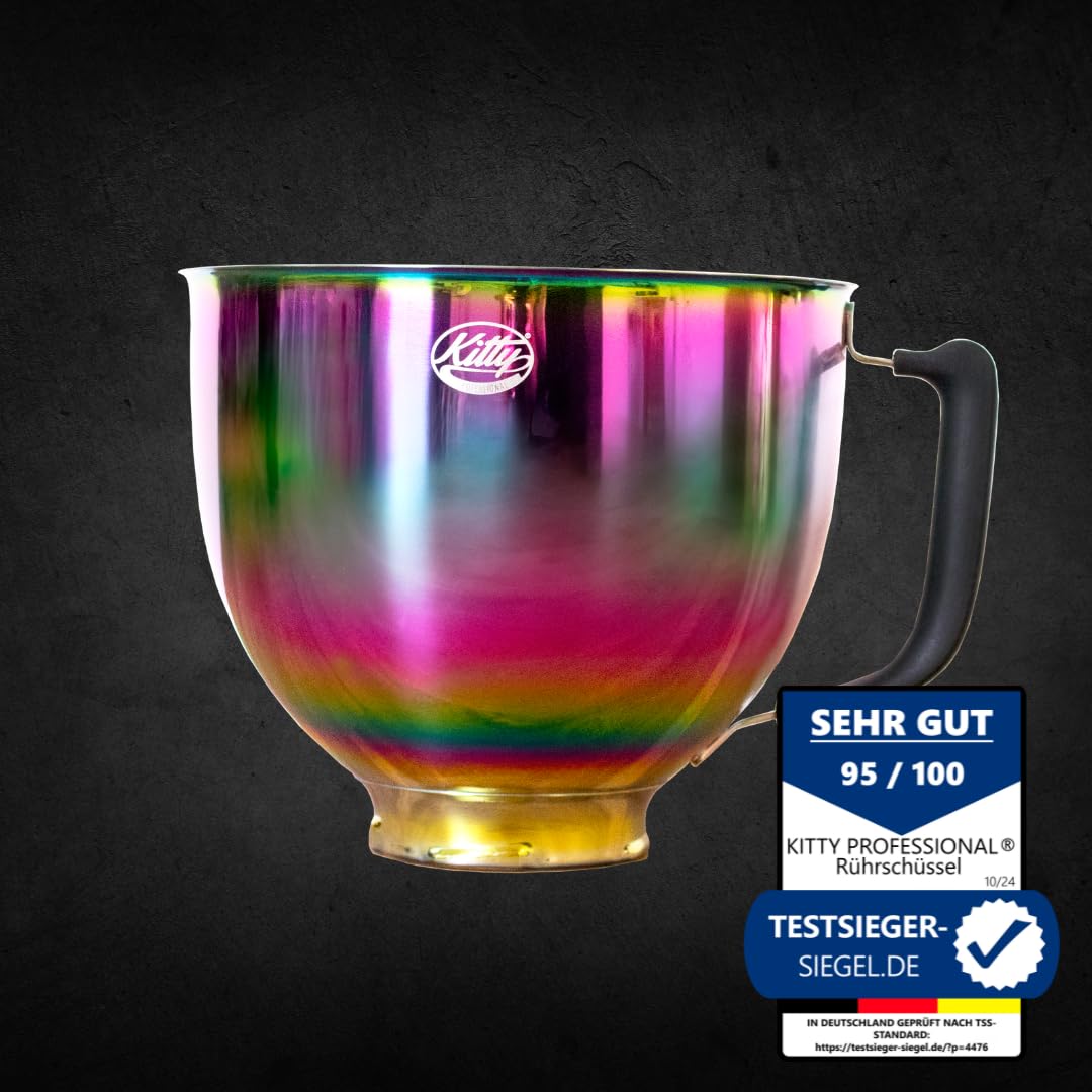 Kitty Professional Mixing Bowl Super Bowl Compatible with Kitchen Aid 4.3 and 4.8 Litre (Rainbow), 60 cm - Image 2