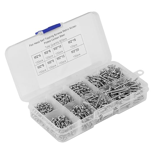 Kit de 800 tornillos autorroscantes M2 de acero miniatura 2