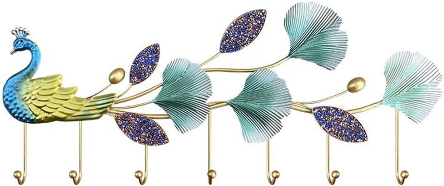 Wall Mounted Coat Rack Entrance Bedroom Coat Hooks Wall Light Luxury Coat Rack Metal Wall Mounted Coat Hooks Decorative Hooks Fixed Peacock Shape Wall Mounted Coat Racks Rack for Wall (4)