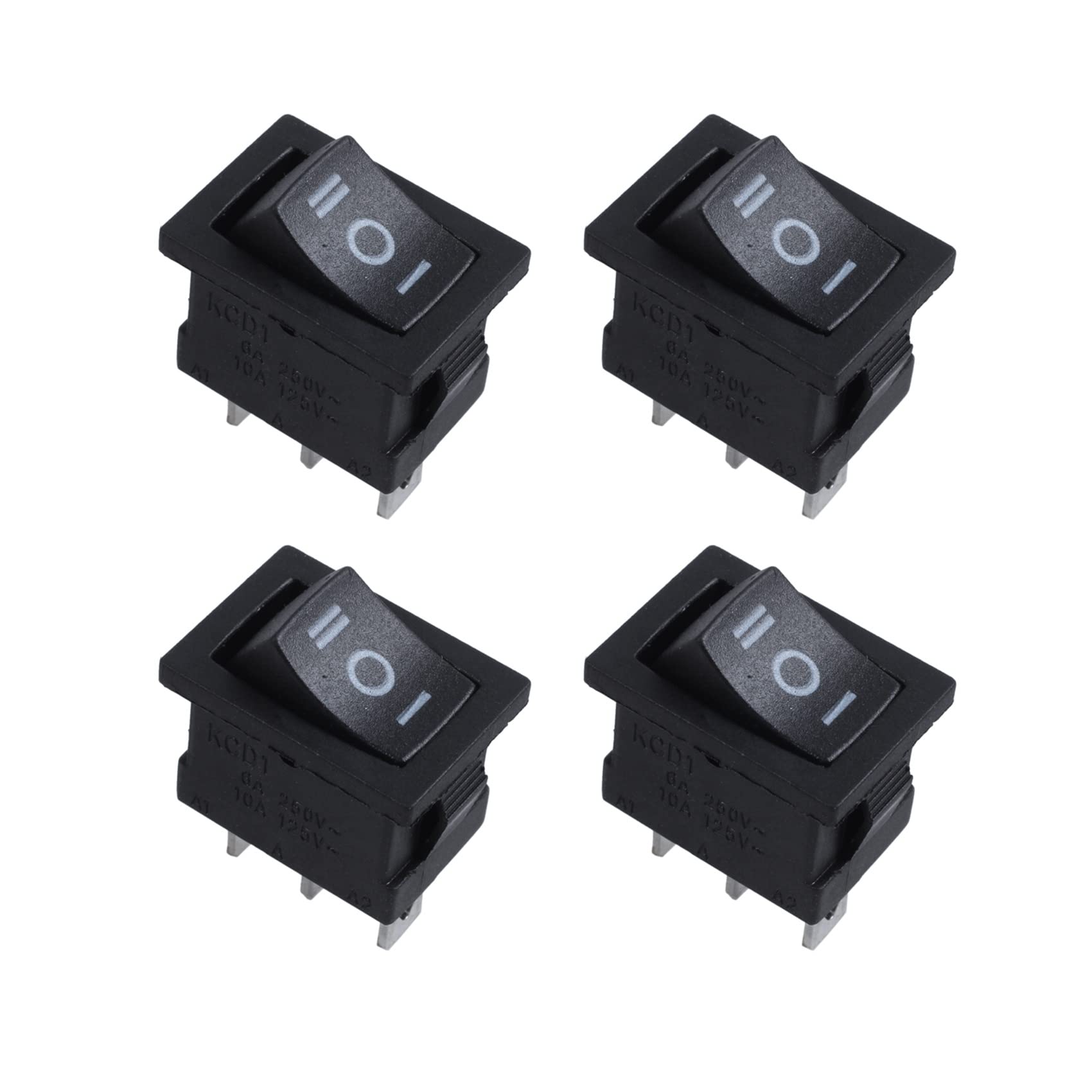 Jnchdghwa As Shown 4X Spdt -On 3 Position Snap In Boat Rocker Switch Ac 250V/6A 125V/10A