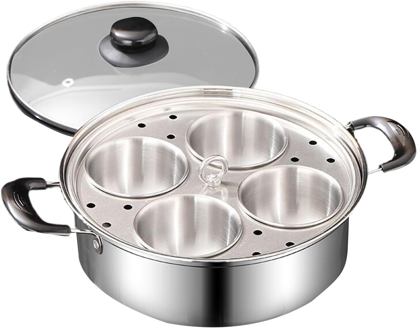 Poached Pan, Poached Egg Pressure Cooker | Egg Maker Steam Pan Non Stick 4 Cup | Stainless Steel Kitchen Bushing for Breakfast Brunch Cuisine, Inducti Cooking Earth