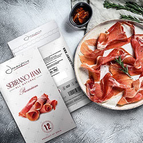 Iberico Ham (Shoulder) Grass-Fed Bone In 9.5-11Lb + Ham Stand + Knife & Premium Serrano Ham Sliced Dry-Cured (12Oz) - Cured Spanish Jamon With No Nitrates Or Nitrites All Natural - Gmo & Gluten Free #TOP7