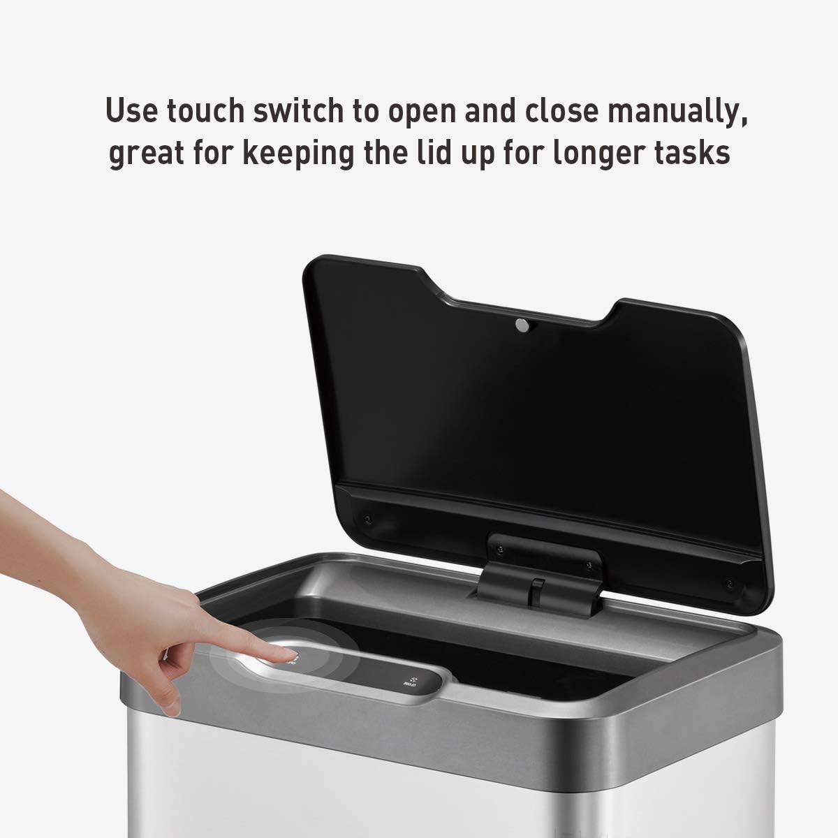 Exclusive Discount 60% Price EKO Mirage-T 50 Liter / 13.2 Gallon Touchless Rectangular Motion Sensor Trash Can, Brushed Stainless Steel Finish