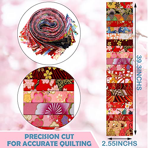 40 Pcs Japanese Jelly Cotton Fabric Patchwork Roll, 2.55 Inch Roll Up Cotton Fabric Quilting Strips, Jelly Fabric Patchwork Craft Cotton Fabric For Quilters And Sewing Diy Crafts (Japanese Style) #TOP1