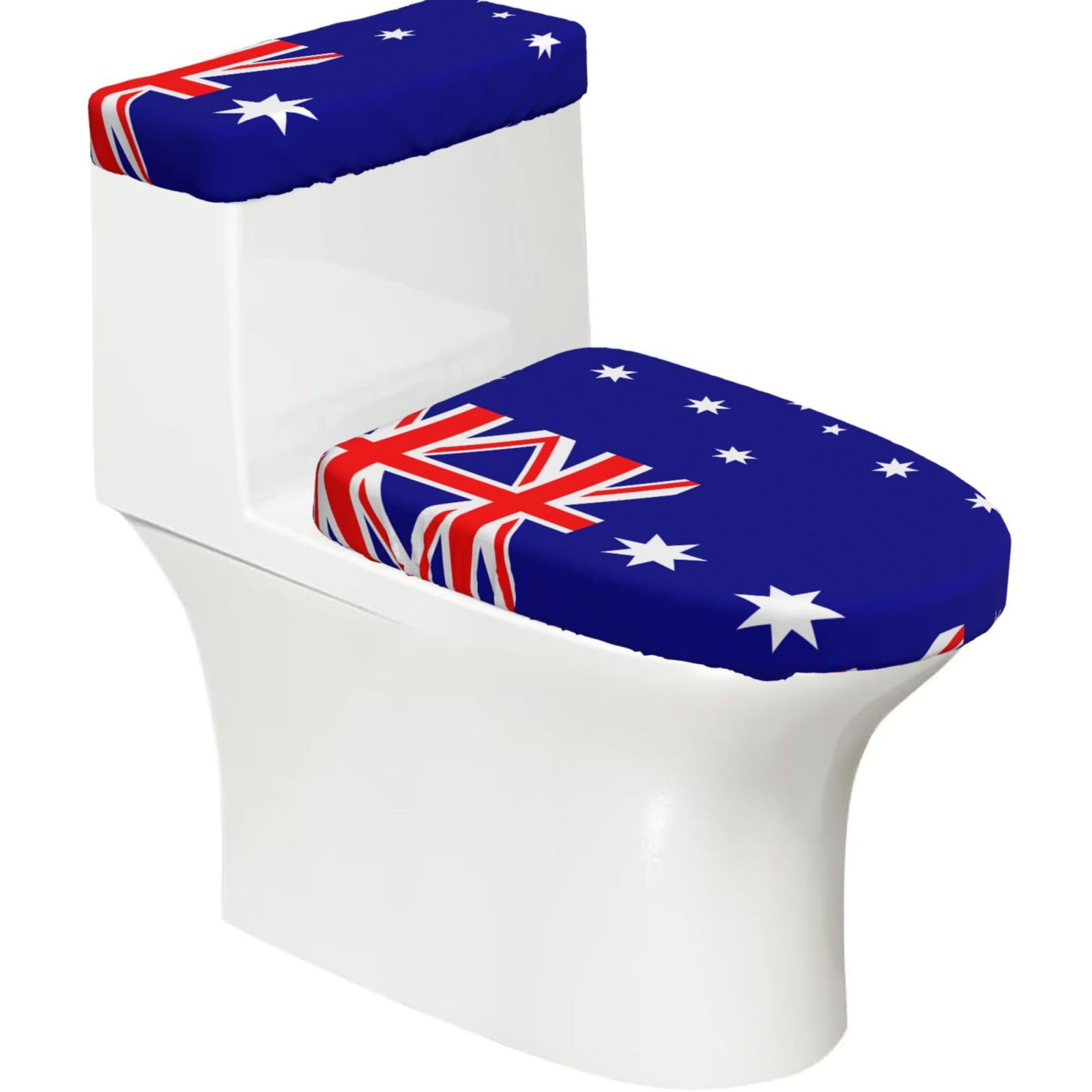 Australian Flag Print Bathroom Decor Toilet Lid Cover And Tank Covers, Restroom Accessories Fits Most Round