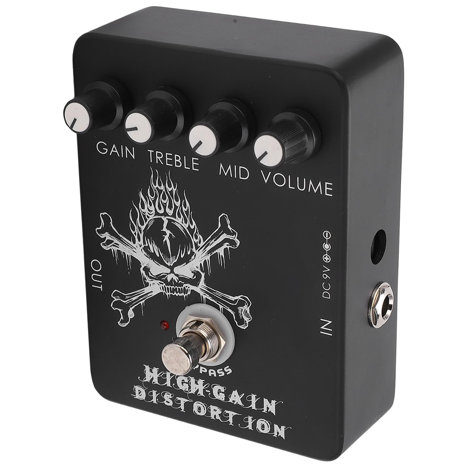 LiebeWH Pedale Effetto Distorsione Ad Alto Guadagno, Pedale per Chitarra con Guscio in Metallo con Controllo EQ per Musicisti Metal Rock Blues, Ingresso Corrente 11 MA 500 KΩ