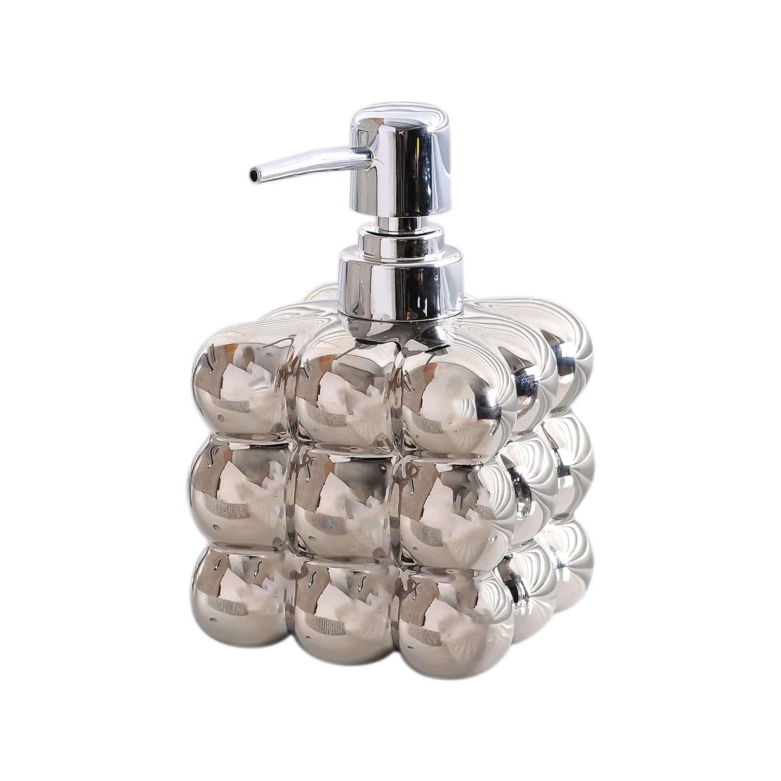 soap dispenser, Soap Dispenser,/Solid Color Ceramic Round Lotion, Hand, Refillable-shampoo, Bathroom Kitchen-silver-400ml/14oz