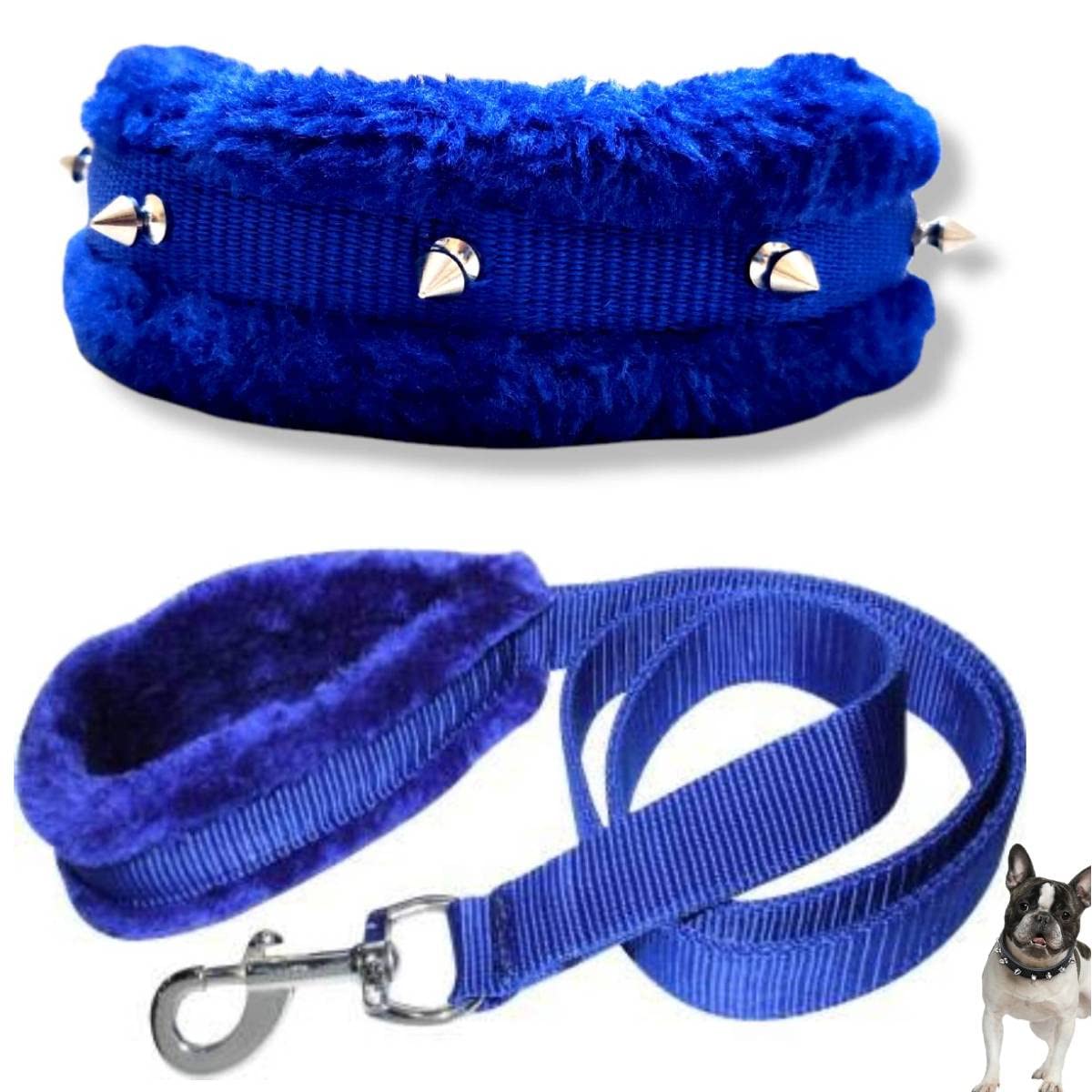 YOUHAVEDEAL Collar and Leash for Dogs & Puppies with Fur Spiked Studded Dog Collar Nylon Set for Adult Small Dogs, Minimum & Maximum Neck Round (Small, Blue) (B09RVZPQST) Amazon Price History, Amazon Price Tracker