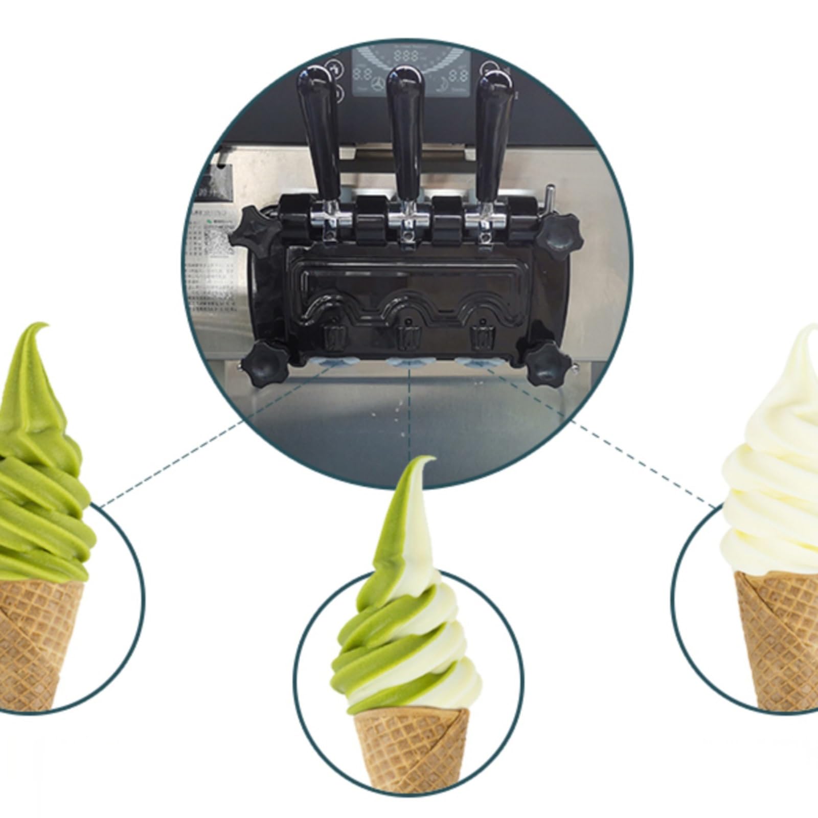 Maquina de Helados Máquina expendedora de Helados, refrigeradores comerciales, móvil, Sabor Tricolor, Conos Dulces, Equipo de congelación