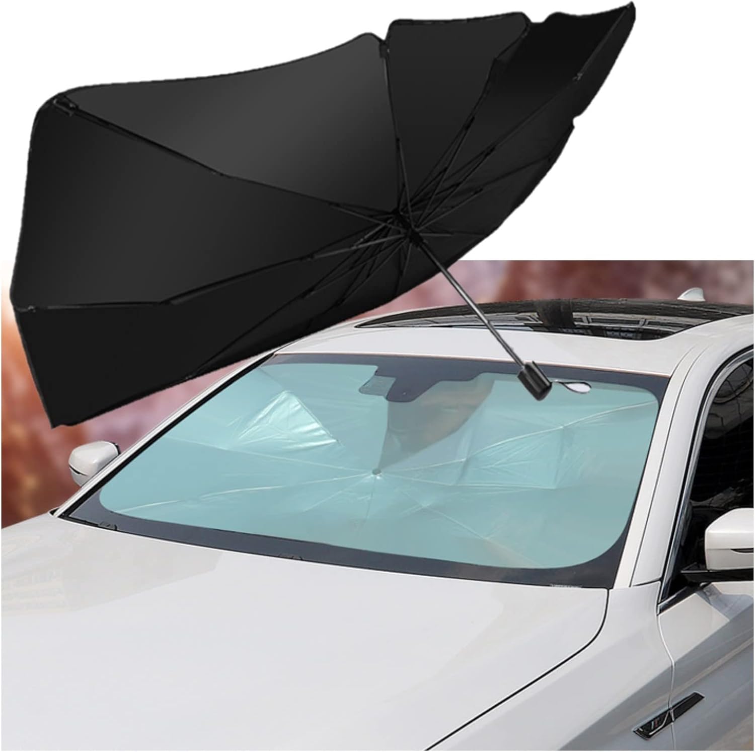 Car Sun Shade Windshield Dedicated for Subaru Crosstrek, Portable Sunshade Umbrella Sun Visor Accessories with Leather Storage Bag