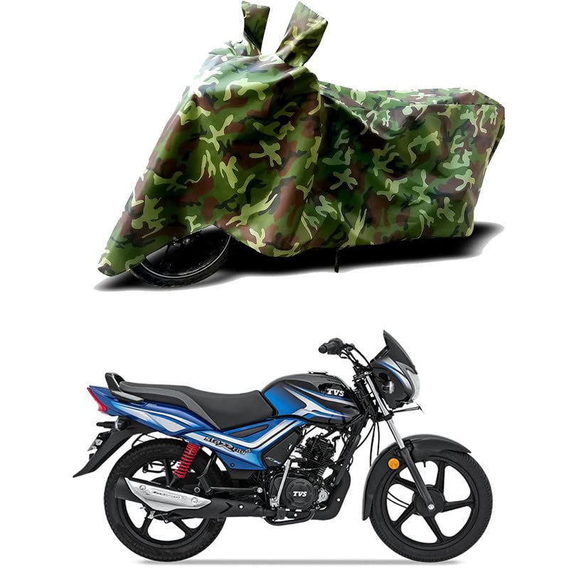 Image of 100% Water Resistant Bike Scooty Two Wheeler Body Cover Compatible for TVS Star City Plus ES Drum /UV-Rays /Heat Protection /Birds Dropping /Scratchproof /Dust Proof /Waterproof /All [Green MJ]