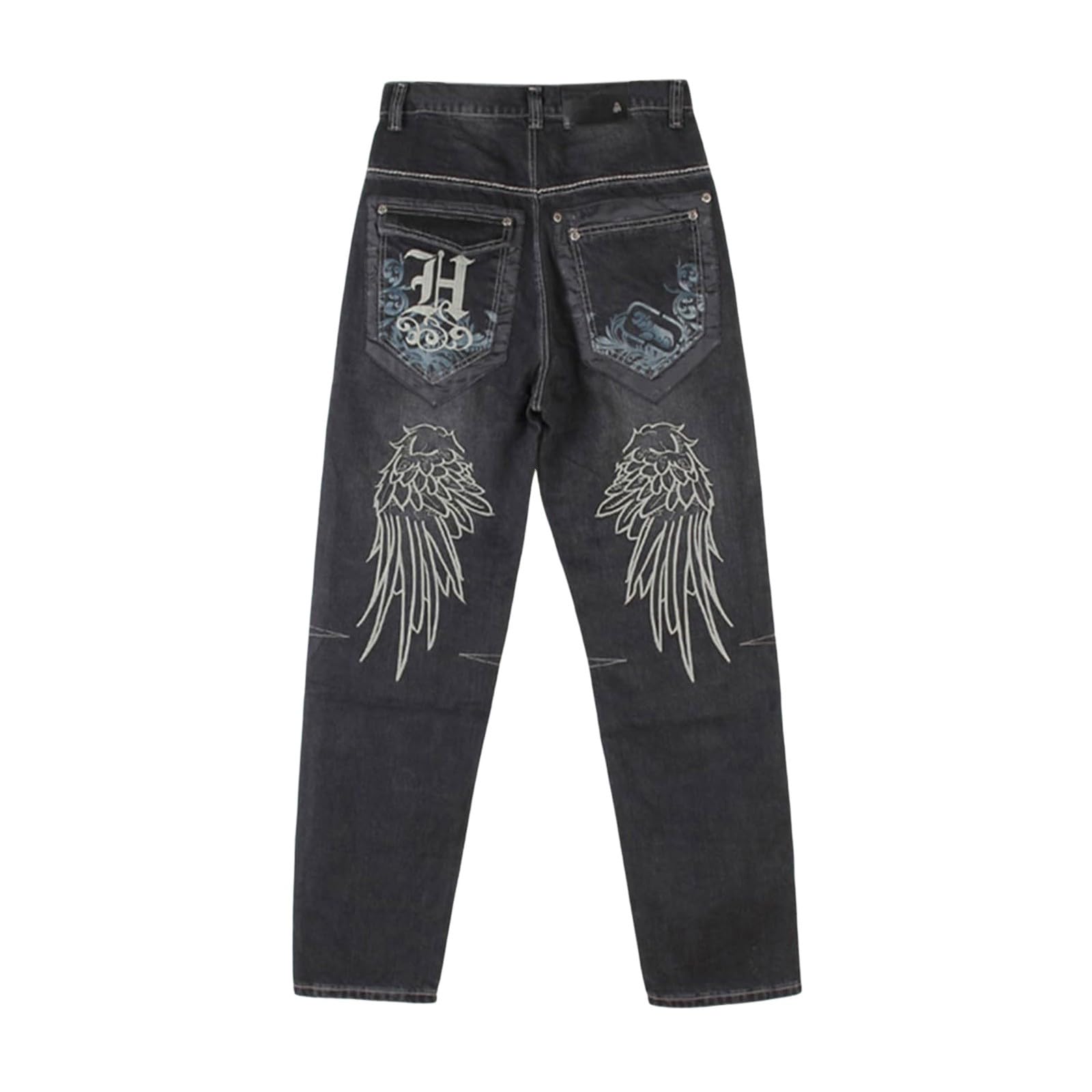 Genérico Vaqueros Verano Hombre, Pantalon Verano Hombre Corte Recto Elástico Suelto Talla Grande Casuales Jeans Lavado Y Desgastado Hip-Hop Jeans Holgados con Bolsillos