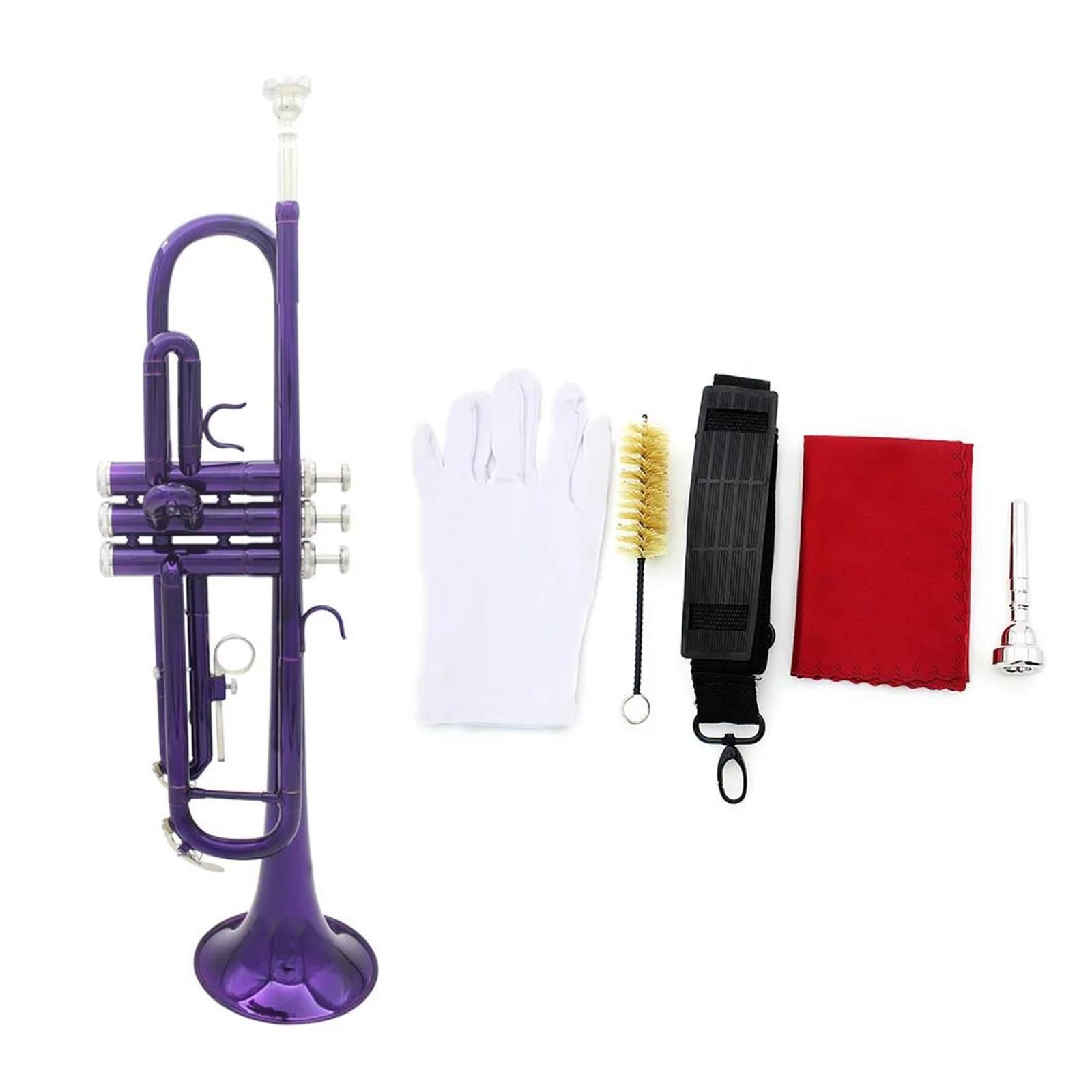 Trąbki Znakomita Trąbka Płaska Bb B. Wysokiej Jakości Mosiężna Trąbka Z Akcesoriami Do Ustnika (Color : Purple)