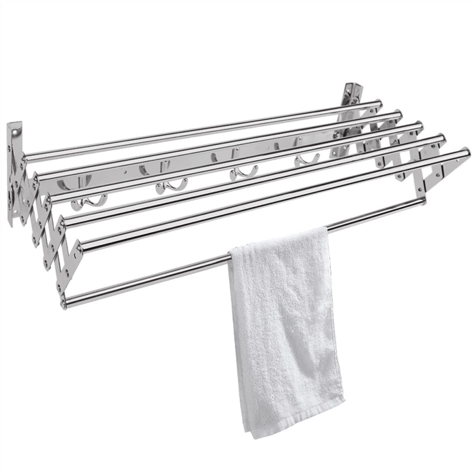 asdchZen Wall Mount Extendable Folding Clothes Airer Laundry Drying Rack Washing Clothes Towel Rack Bar Bathroom Retractable Space Saver Clothesline Clotheshorseonecolor-90Cm,Onecolor-100cm