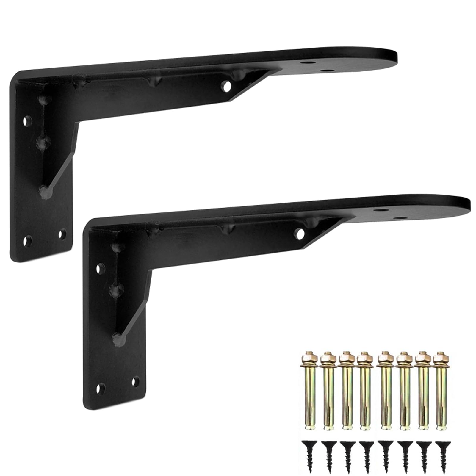 2 Piezas Escuadras para Estanterias de Alta Resistencia,Escuadras Metalicas Soportes para Estantes Pesados de Pared,Soportes para Estanterías Flotantes,Con Tornillos (60cm x 25cm,Negro)