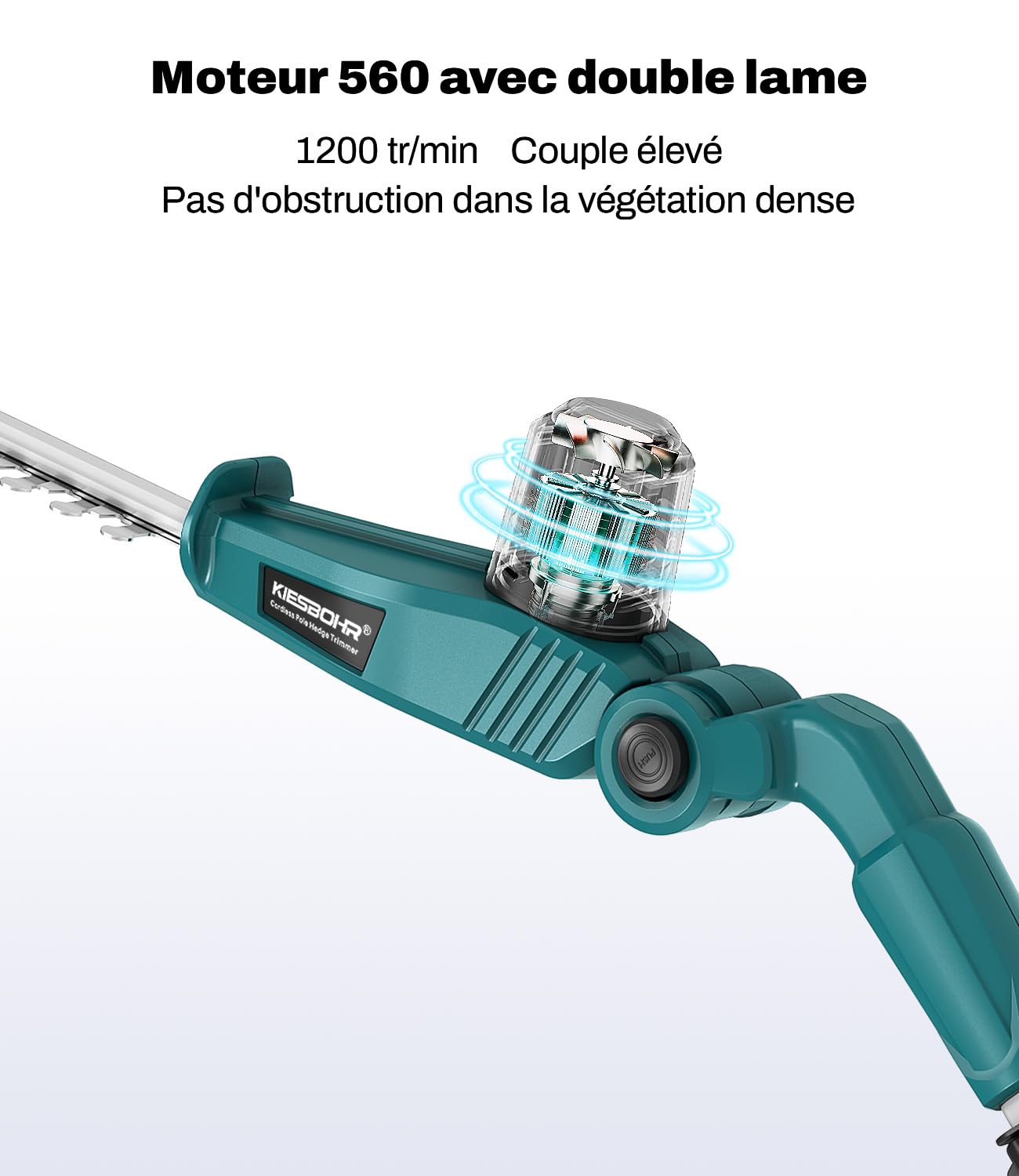 Taille-Haie Télescopique 45 cm, 2,95 m pour Makita 18V | Écartement dents 16 mm, tête réglable 5 positions, modèle CSL402,haies et arbustes,batterie non incluse