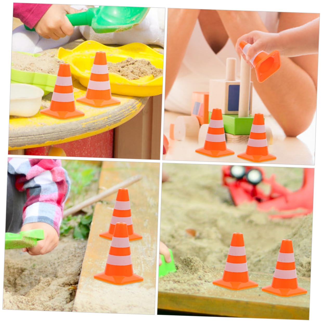 Toyvian 16pc Miniature Traffic Cone Models Simulation Road Sign Toys Mini Traffic Signs Set for Boys and Girls Fun Dec