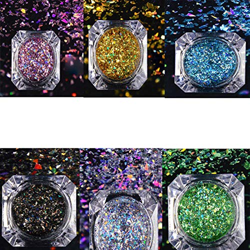 Unregelmäßiger Glasnagel Glitter Glitter Hologrphic Mix Farbdesign Glänzende Pailletten Flocken Nail Art Dekoration-6… – Bild 3