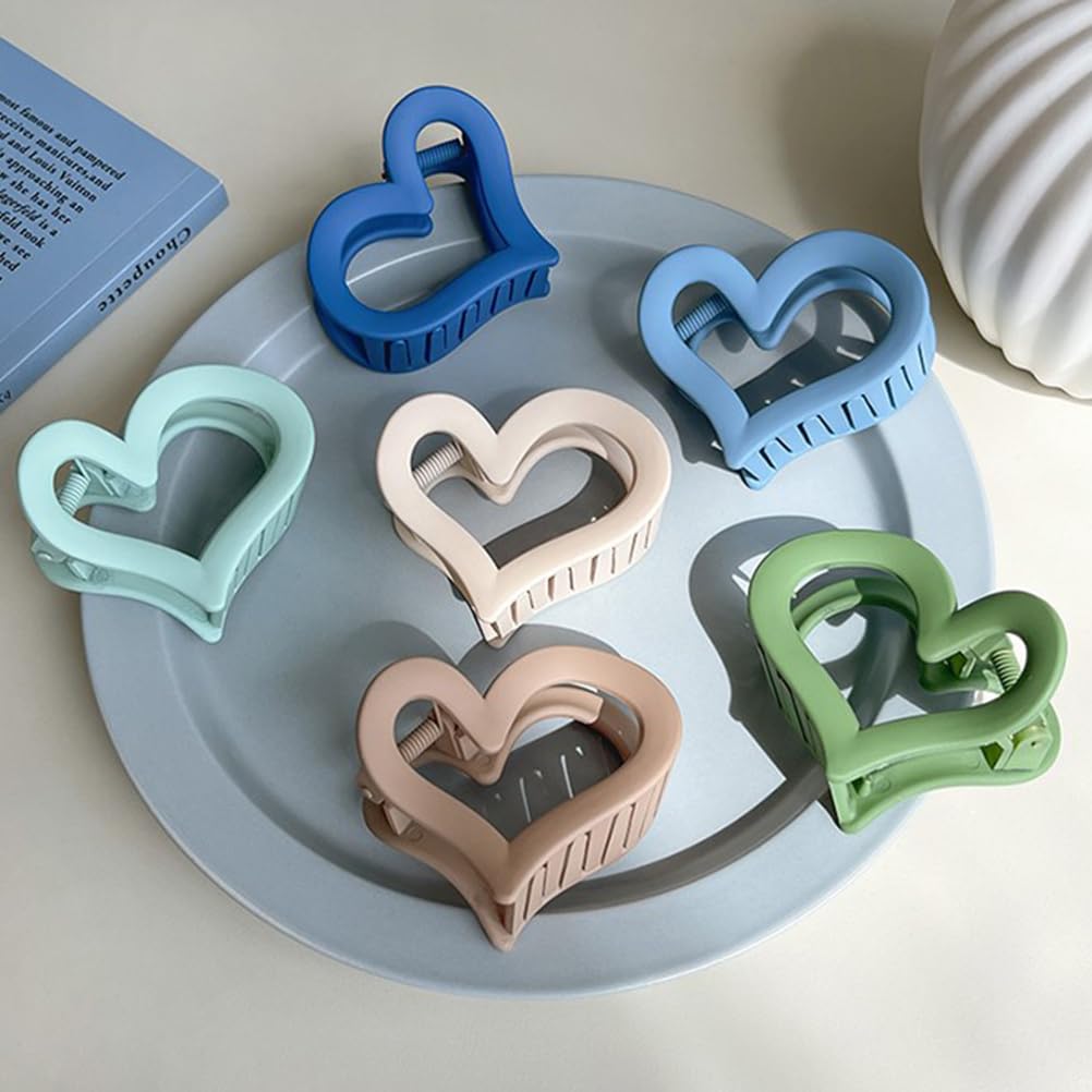 minkissy 12Pcs Colorful Heart Hair Claw Clips Heart Shape Hair Claw Hair Claw Clips for Thick Hair Nonslip Hair Clamps Elegant Hair Accessories for Women Miss Girls (Mixed Color) - Image 4