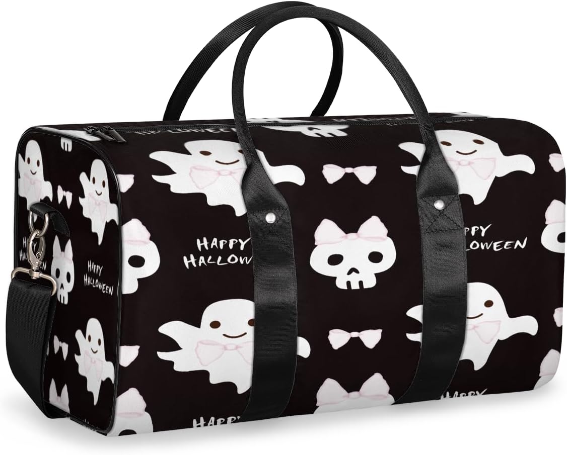 Halloween Bow Travel Duffel Bag for Women Men Large Capacity Overnight Weekender Bags for Lightweight Waterproof Sport Gym Bag for Workout Yoga Swim