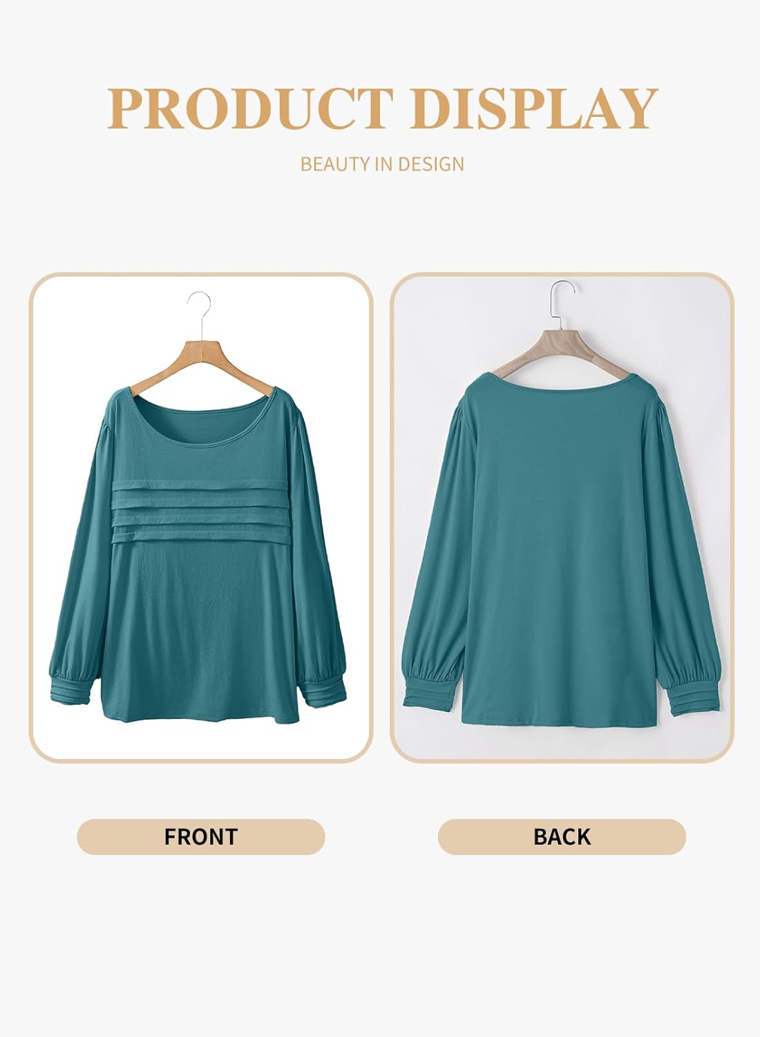 Eytino Womens Plus Size Tops Long Sleeve Blouse Crewneck Pleated Knit Casual Loose Fit Shirts(1X-5X) - Image 4